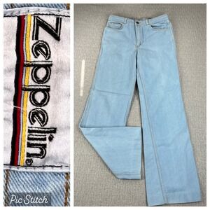 Vintage 1970s Zeppelin Bootcut Wide Leg Jeans Women 34X37(31X33 1/2 High Rise